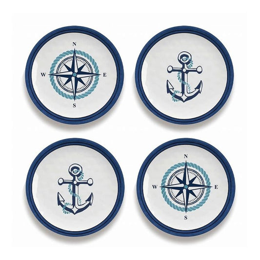 ノーティカルアンカー アペタイザープレートアソート (4枚セット) 17cm ターホン TarHong メラミン食器 17cm 割れにくい おしゃれ 食洗機対応 プレート お皿 ワンプレート 可愛い 4枚セット(代引不可)