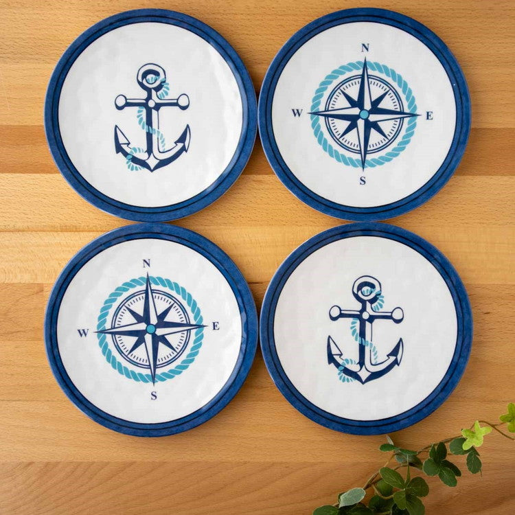 ノーティカルアンカー アペタイザープレートアソート (4枚セット) 17cm ターホン TarHong メラミン食器 17cm 割れにくい おしゃれ 食洗機対応 プレート お皿 ワンプレート 可愛い 4枚セット(代引不可)