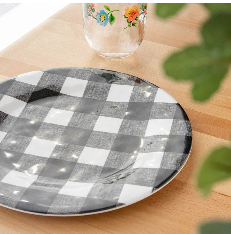 ヴィンテージ バッファローチェック ブラック/レッド 12点セット メラミン食器 割れにくい おしゃれ 食洗機対応 ボウル お皿 可愛い 電子レンジ不可 食洗機対応(代引不可)