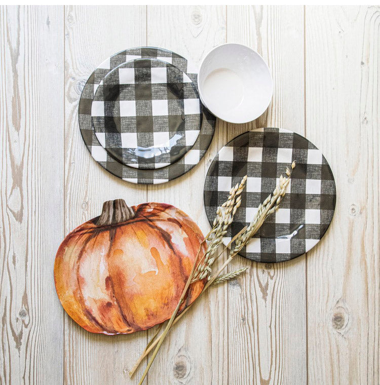 ヴィンテージ バッファローチェック ブラック/レッド 12点セット メラミン食器 割れにくい おしゃれ 食洗機対応 ボウル お皿 可愛い 電子レンジ不可 食洗機対応(代引不可)