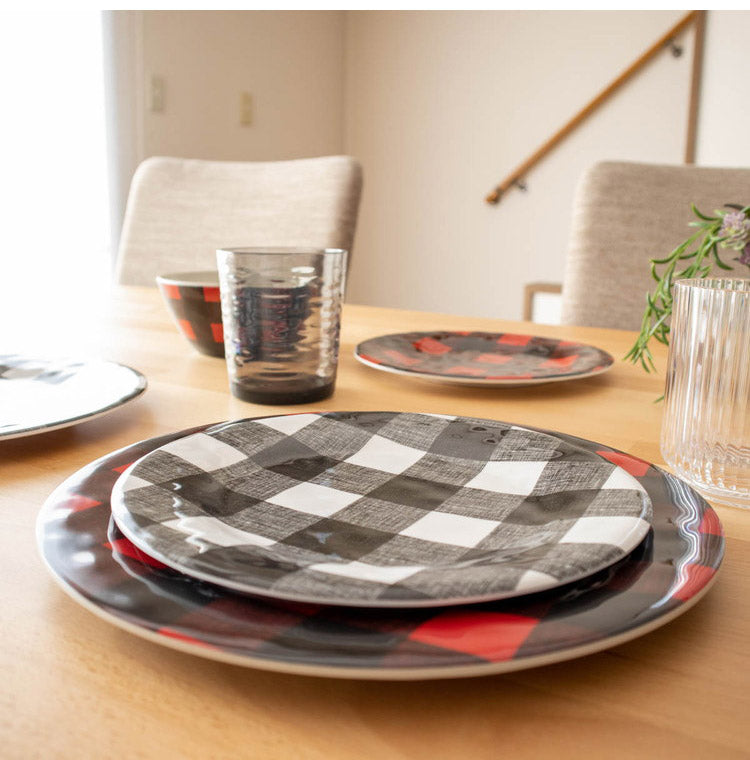 ヴィンテージ バッファローチェック レッド 13点セット メラミン食器 割れにくい おしゃれ 食洗機対応 ボウル お皿 可愛い 電子レンジ不可 食洗機対応 食器セット(代引不可)