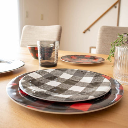 ヴィンテージ バッファローチェック サラダプレート 22cm ブラック ターホン TarHong メラミン食器 22cm 割れにくい おしゃれ 食洗機対応 プレート お皿 ワンプレート 可愛い(代引不可)