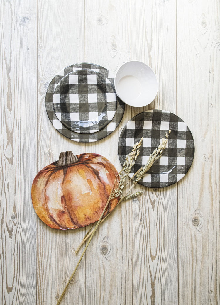 ヴィンテージ バッファローチェック サラダプレート 22cm ブラック ターホン TarHong メラミン食器 22cm 割れにくい おしゃれ 食洗機対応 プレート お皿 ワンプレート 可愛い(代引不可)