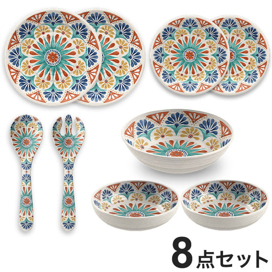 デザートリオ 8点セット メラミン食器 割れにくい おしゃれ 食洗機対応 ボウル お皿 深皿 可愛い 電子レンジ不可 食洗機対応 食器セット プレート(代引不可)