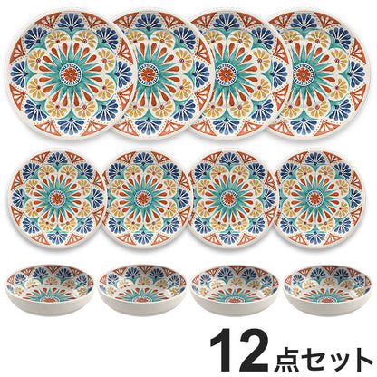 デザートリオ 12点セット メラミン食器 割れにくい おしゃれ 食洗機対応 ボウル お皿 深皿 可愛い 電子レンジ不可 食洗機対応 食器セット プレート(代引不可)