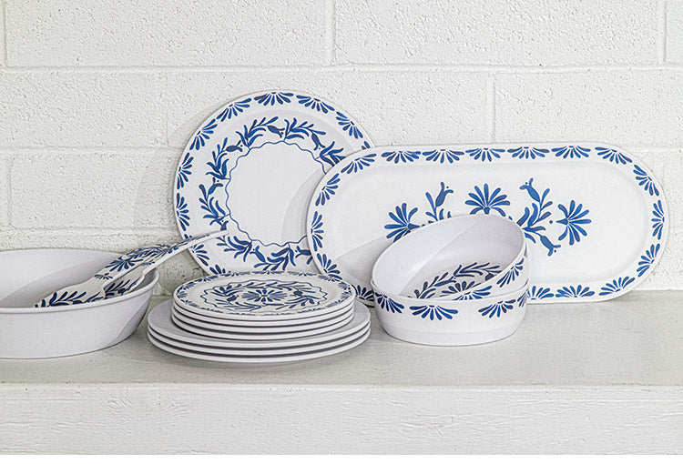 アズール 8点セット メラミン食器 割れにくい おしゃれ 食洗機対応 ボウル お皿 深皿 可愛い 電子レンジ不可 食洗機対応 食器セット プレート(代引不可)