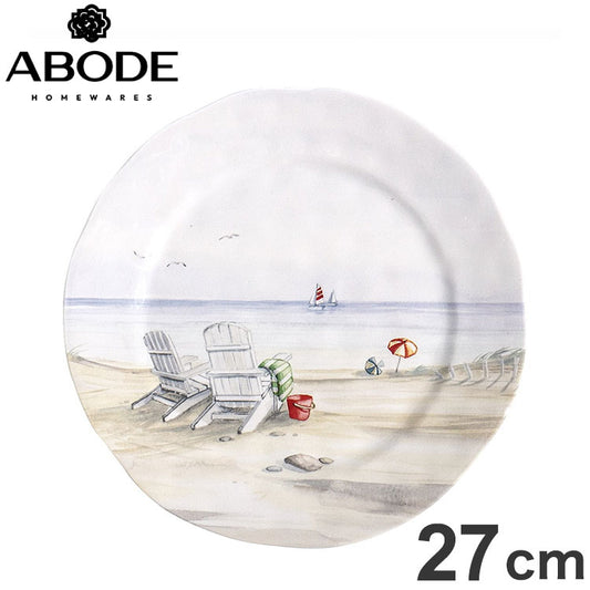 バイ ザ ショア ディナープレート 27cm DN24085286 ABODE Homeware メラミン樹脂 26.3×26.3×1.9cm 0~100℃ 食洗機対応 軽量 割れにくい 水彩画(代引不可)