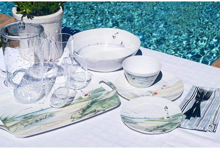 バイ ザ ショア ディナープレート 27cm DN24085286 ABODE Homeware メラミン樹脂 26.3×26.3×1.9cm 0~100℃ 食洗機対応 軽量 割れにくい 水彩画(代引不可)