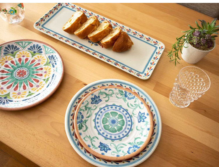 リオターコイズフローラル 9点セット メラミン食器 割れにくい おしゃれ 食洗機対応 ボウル お皿 可愛い 電子レンジ不可 食洗機対応 食器セット プレート(代引不可)