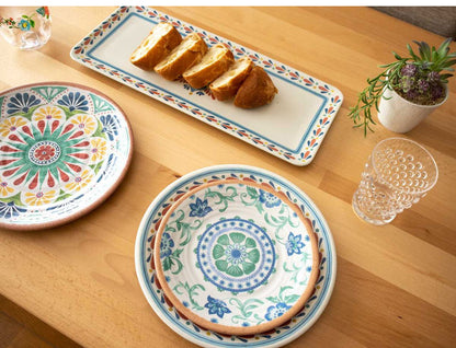 リオターコイズフローラル 9点セット メラミン食器 割れにくい おしゃれ 食洗機対応 ボウル お皿 可愛い 電子レンジ不可 食洗機対応 食器セット プレート(代引不可)