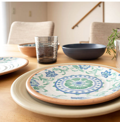 リオターコイズフローラル 9点セット メラミン食器 割れにくい おしゃれ 食洗機対応 ボウル お皿 可愛い 電子レンジ不可 食洗機対応 食器セット プレート(代引不可)