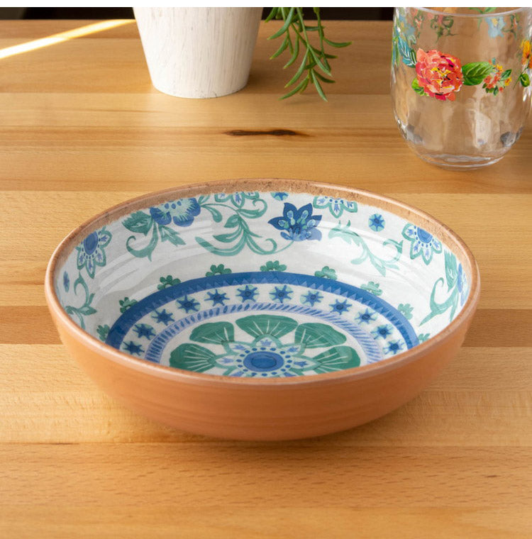 リオターコイズフローラル 9点セット メラミン食器 割れにくい おしゃれ 食洗機対応 ボウル お皿 可愛い 電子レンジ不可 食洗機対応 食器セット プレート(代引不可)