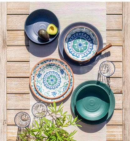 リオターコイズフローラル 15点セット メラミン食器 割れにくい おしゃれ 食洗機対応 ボウル お皿 可愛い 電子レンジ不可 食洗機対応 食器セット プレート(代引不可)