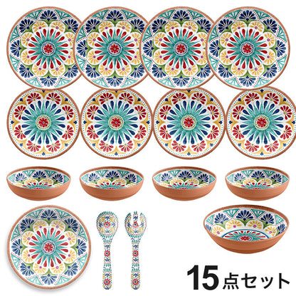 リオメダリオン 15点セット メラミン食器 割れにくい おしゃれ 食洗機対応 ボウル お皿 可愛い 電子レンジ不可 食洗機対応 食器セット プレート(代引不可)
