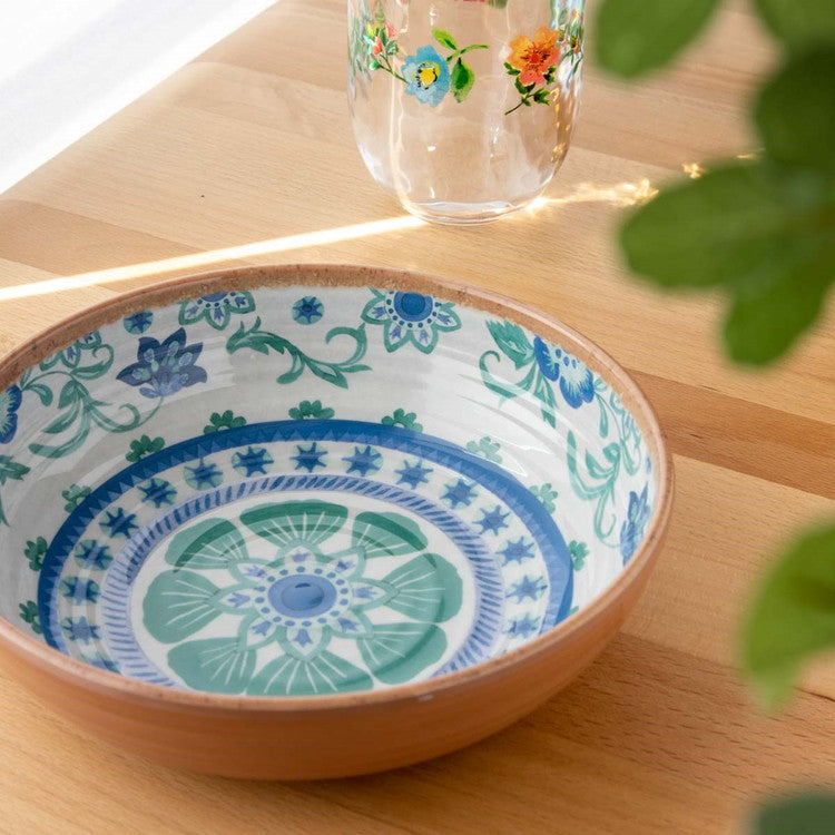 リオターコイズフローラル ボウル 20cm ターホン TarHong メラミン食器 20cm 割れにくい おしゃれ 食洗機対応 ボウル お皿 深皿 可愛い 電子レンジ不可 食洗機対応(代引不可)
