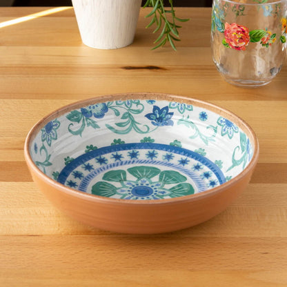 リオターコイズフローラル ボウル 20cm ターホン TarHong メラミン食器 20cm 割れにくい おしゃれ 食洗機対応 ボウル お皿 深皿 可愛い 電子レンジ不可 食洗機対応(代引不可)