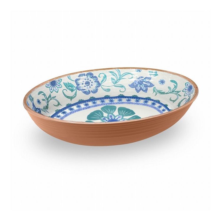 リオターコイズフローラル オーバルサーバーボウル 33cm ターホン TarHong メラミン食器 33cm 割れにくい おしゃれ 食洗機対応 ボウル お皿 深皿 可愛い 電子レンジ不可 食洗機対応(代引不可)