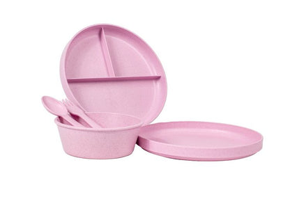 ユニバーサル 三つ仕切りプレート 19cm ピンク PLKAP1073TML ABODE Homeware 麦わらPP(ポリプロピレン樹脂/麦わら繊維)/TPE 18.5×18.5×2.5cm -20~140℃ 食洗機対応 自然由来(代引不可)