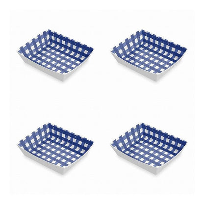 ホームメイドネイビー ギンガムチェック バーガートレイ (4枚セット) 22cm ターホン TarHong トレー 22cm プレート トレイ お盆 メラミン食器 割れにくい おしゃれ 食洗機対応 パーティー(代引不可)