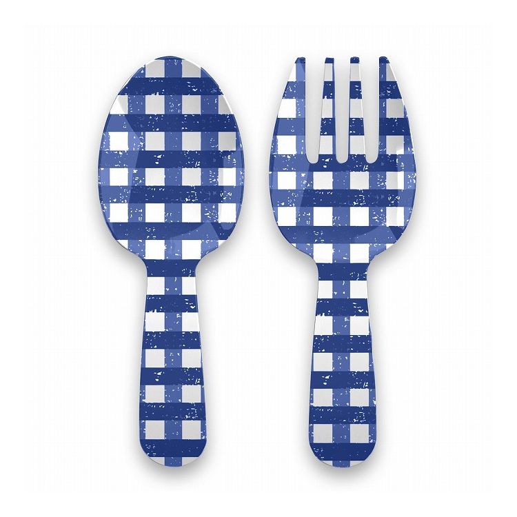 ホームメイドネイビー ギンガムチェック サーバースプーン&フォーク 27cm ターホン TarHong サービススプーン 27cm サービスフォーク サーバーセット 割れにくい おしゃれ 食洗機対応 可愛い(代引不可)