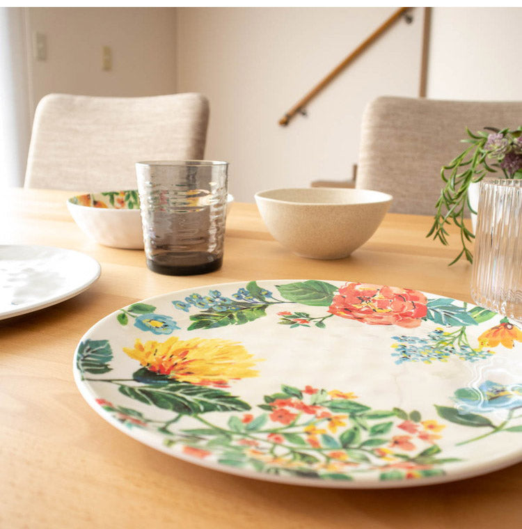 ガーデンフローラル 8点セット メラミン食器 割れにくい おしゃれ 食洗機対応 ボウル お皿 可愛い 電子レンジ不可 食洗機対応 食器セット プレート(代引不可)