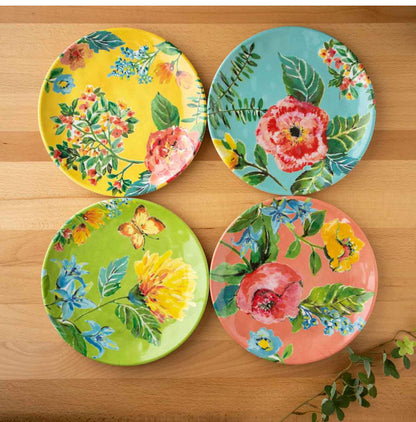 ガーデンフローラル 10点セット メラミン食器 割れにくい おしゃれ 食洗機対応 ボウル お皿 可愛い 電子レンジ不可 食洗機対応 食器セット プレート(代引不可)