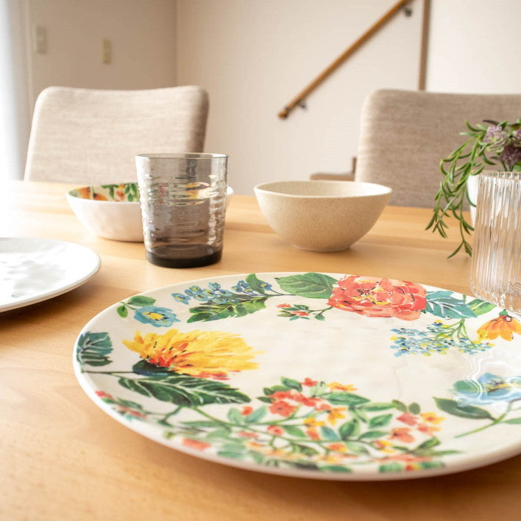 ガーデンフローラル ボウル 20cm ターホン TarHong メラミン食器 20cm 割れにくい おしゃれ 食洗機対応 ボウル お皿 深皿 可愛い 電子レンジ不可 食洗機対応(代引不可)