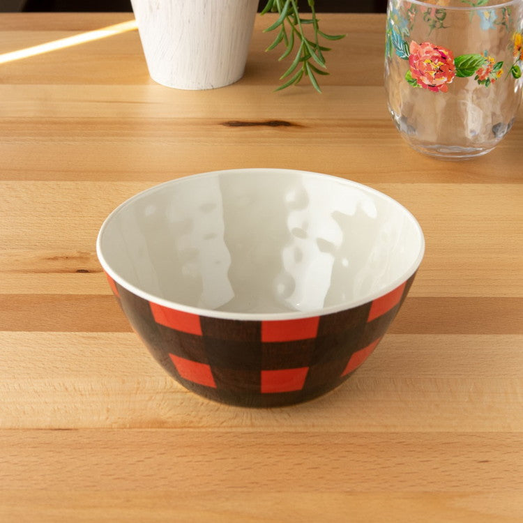 ヴィンテージ バッファローチェック ボウル 16cm レッド ターホン TarHong メラミン食器 15cm 割れにくい おしゃれ 食洗機対応 ボウル お皿 深皿 可愛い 電子レンジ不可 食洗機対応(代引不可)