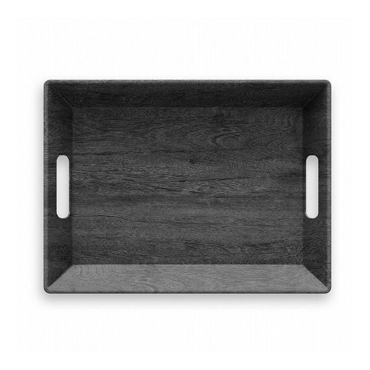 木目調 持ち手付トレイ 50cm ブラック ターホン TarHong トレー 50cm プレート 持ち手付きトレイ お盆 メラミン食器 割れにくい おしゃれ 食洗機対応 パーティー 大皿 可愛い 電子レンジ不可(代引不可)