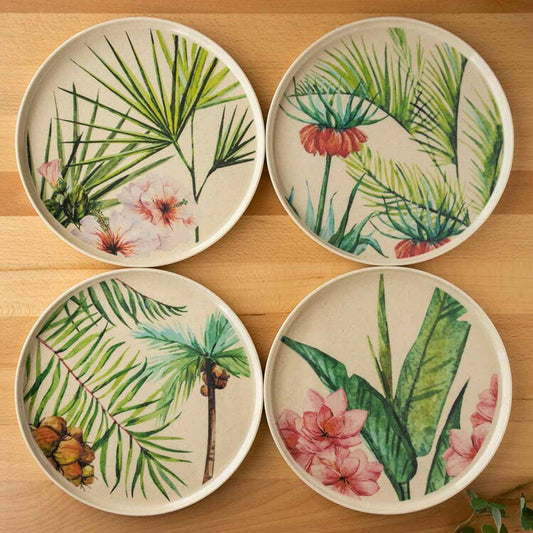 merge パレルモトロピカル サラダプレートアソート(4枚セット) 22cm ターホン TarHong メラミン食器 22cm 割れにくい バンブー おしゃれ 食洗機対応 プレート お皿 ワンプレート エコ 4枚セット(代引不可)