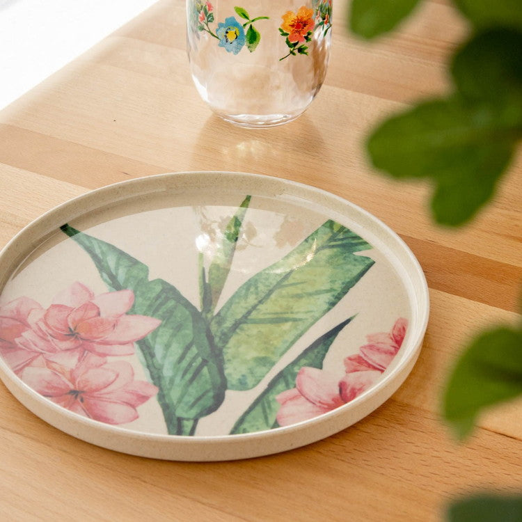 merge パレルモトロピカル サラダプレートアソート(4枚セット) 22cm ターホン TarHong メラミン食器 22cm 割れにくい バンブー おしゃれ 食洗機対応 プレート お皿 ワンプレート エコ 4枚セット(代引不可)