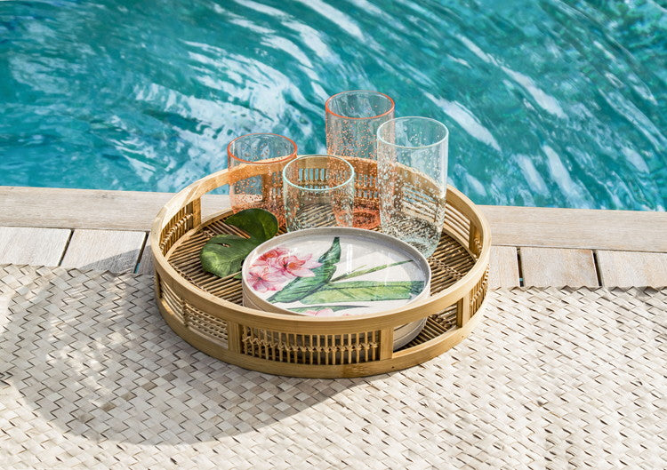 merge パレルモトロピカル サラダプレートアソート(4枚セット) 22cm ターホン TarHong メラミン食器 22cm 割れにくい バンブー おしゃれ 食洗機対応 プレート お皿 ワンプレート エコ 4枚セット(代引不可)