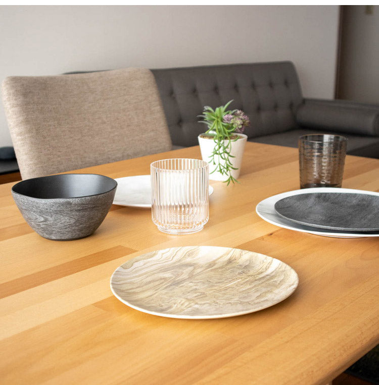 木目調 ブラック 16点セット メラミン食器 割れにくい おしゃれ 食洗機対応 ボウル お皿 可愛い 電子レンジ不可 食洗機対応 食器セット プレート(代引不可)