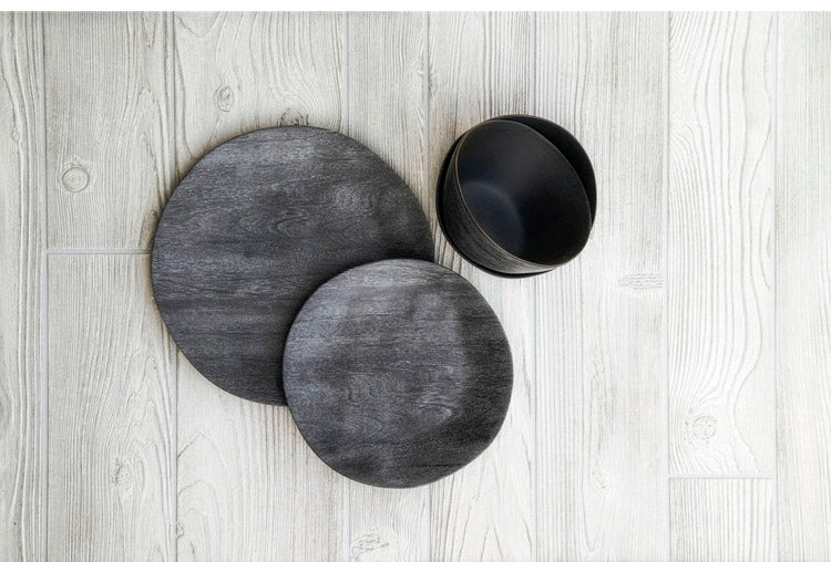 木目調 ブラック 16点セット メラミン食器 割れにくい おしゃれ 食洗機対応 ボウル お皿 可愛い 電子レンジ不可 食洗機対応 食器セット プレート(代引不可)