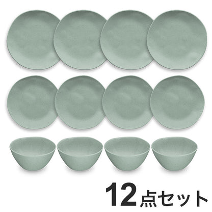 麦わらPP オーガニック 12点セット セージグリーン ディナープレート サラダプレート ボウル ポリプロピレン製 ターホン TarHong 割れにくい食器 おしゃれ 電子レンジ対応 食洗機対応 プレート(代引不可)