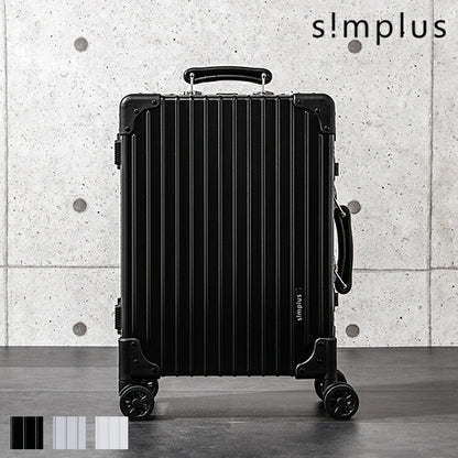 スーツケース SSサイズ 機内持ち込み TSAロック 軽量  ポリカーボネート100% Wキャスター ホワイト ブラック シルバー 出張 旅行 おしゃれ キャリーケース キャリーバッグ simplus シンプラス SP-TC01SS