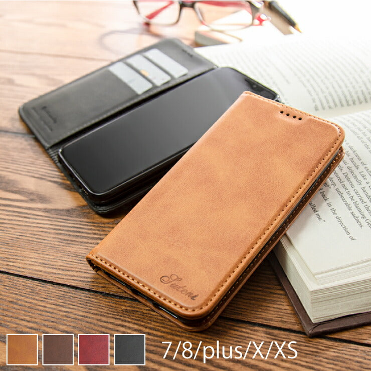 スマホケース iPhoneX XS ケース 手帳型 iPhone7 iPhone8 シンプル レザー TPU アイフォン カバー(代引不可)【メール便】