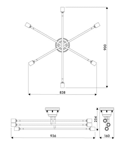 キムリック シーリングライト 照明付き ライト 6灯 キムリック スマートリモコン 対応 LED 対応 天井照明 インダストリアル(代引不可)