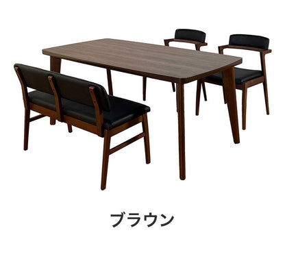 ダイニング4点セット 天然木 PVC ダイニングテーブル ダイニングチェア2脚 ダイニングベンチ ダイニングセット おしゃれ 北欧 新生活 一人暮らし 食卓(代引不可)
