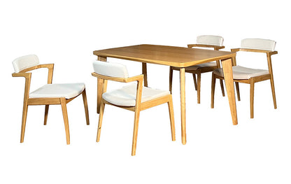 ダイニング5点セット オーク突板 天然木 PVC ダイニングテーブル ダイニングチェア4脚セット ダイニングセット おしゃれ 北欧 一人暮らし 新生活 食卓(代引不可)