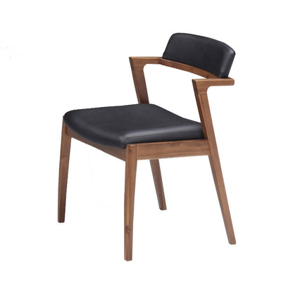 ダイニングチェア 2脚セット ラバーウッド 天然木 PVC おしゃれ 北欧 シンプル 新生活 一人暮らし モダン 1人掛け 肘無し ブラウン ナチュラル 木製 木目調(代引不可)