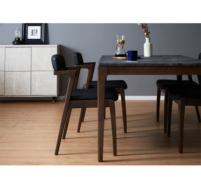 ダイニングチェア 2脚セット 2個組 おしゃれ ハーフアームチェア 椅子 イス 椅子 肘掛け 木製 合皮 PVC ブラック 黒 モダン chair(代引不可)