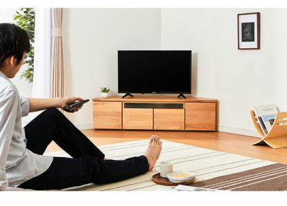コーナーテレビ台 幅120 完成品 日本製 大川家具 テレビ台 テレビボード ローボード 脚付き 天然木 42インチ 32インチ 52インチ(代引不可)
