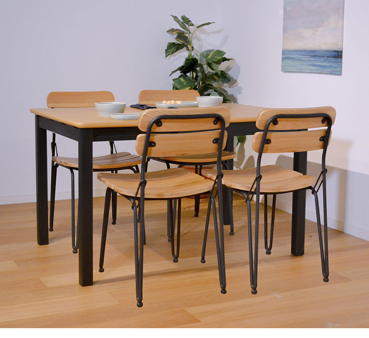 ダイニングチェア 背もたれ付き 木製 2脚組 座面高43cm アイアン 天然木 ナチュラル ブラウン リビング ダイニング おしゃれ 椅子(代引不可)