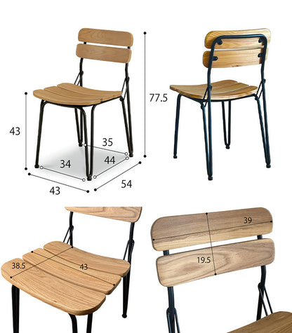 ダイニングチェア 背もたれ付き 木製 2脚組 座面高43cm アイアン 天然木 ナチュラル ブラウン リビング ダイニング おしゃれ 椅子(代引不可)