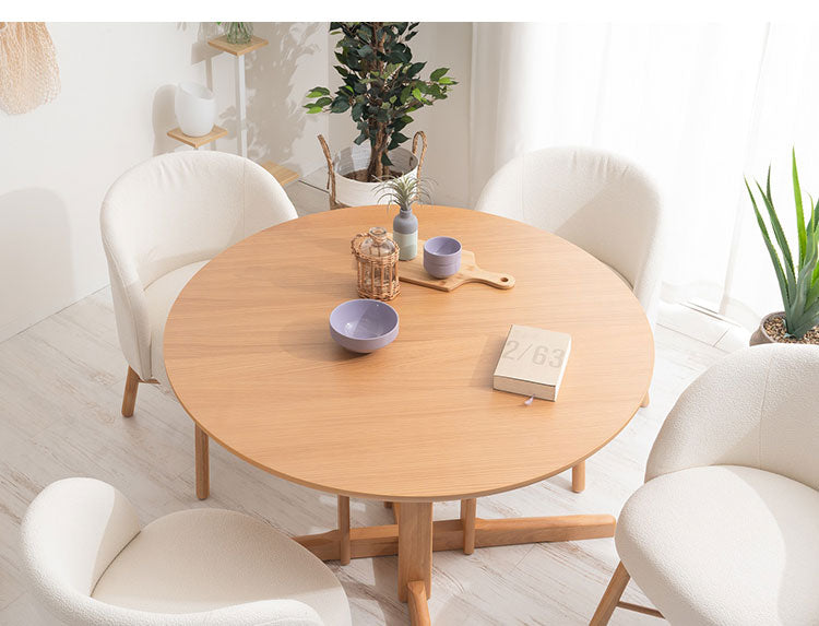 丸テーブル 110cm ダイニングテーブル 円形 カフェテーブル 北欧 天然木 オーク 円卓 センター脚 棚付き リビング ダイニング ワンルーム おしゃれ(代引不可)