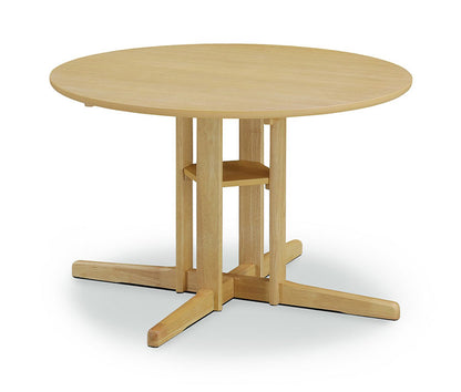 丸テーブル 110cm ダイニングテーブル 円形 カフェテーブル 北欧 天然木 オーク 円卓 センター脚 棚付き リビング ダイニング ワンルーム おしゃれ(代引不可)