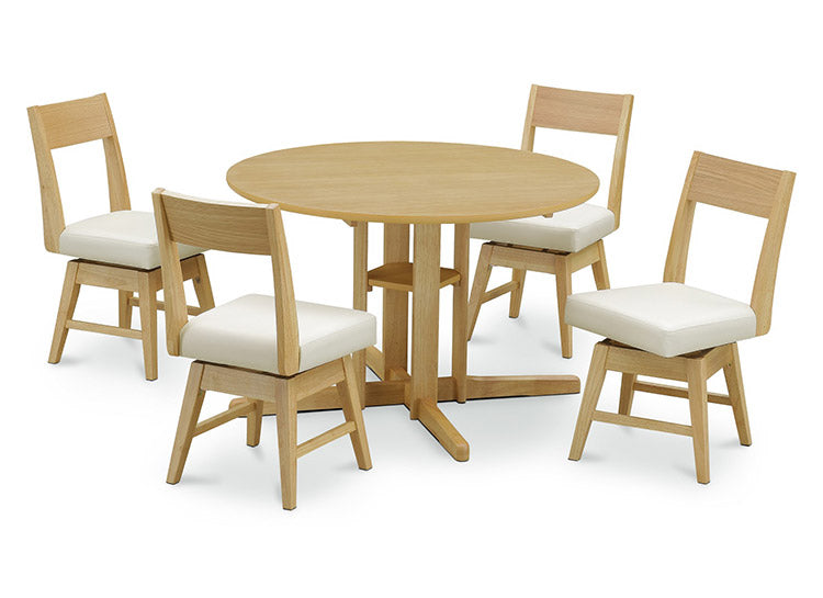 ダイニング5点セット 円形 丸型 ダイニングテーブル ダイニングチェア4脚セット ダイニングセット おしゃれ 北欧 天然木 ラバーウッド オーク突板 PVC 新生活(代引不可)