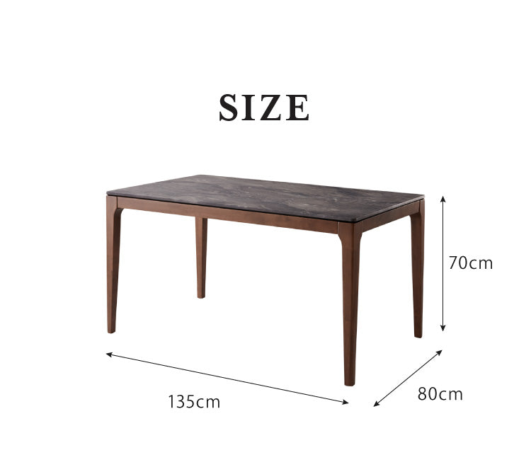 ダイニングテーブル 4人掛け 大理石調 幅135 テーブル モダン 耐熱 大理石調ダイニングテーブル 食卓テーブル ブラウン 木製 長方形(代引不可)