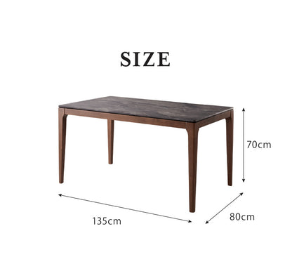 ダイニングテーブル 4人掛け 大理石調 幅135 テーブル モダン 耐熱 大理石調ダイニングテーブル 食卓テーブル ブラウン 木製 長方形(代引不可)